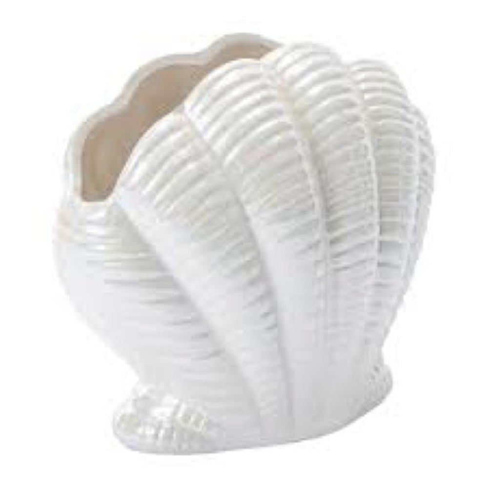 Iridescent White Shell-Shaped Vase